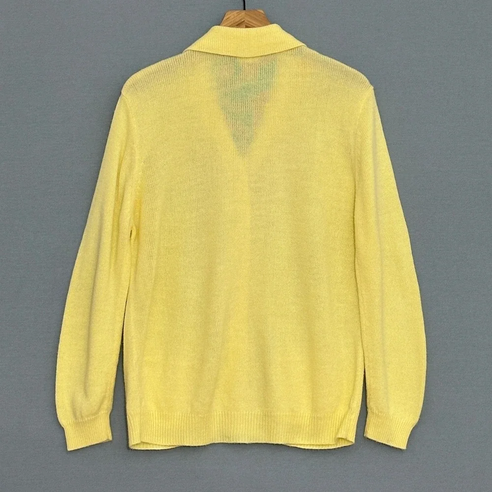 VTG Soft Girl Pastel Womens Sweater S Yellow Classic Collared Preppy Old Money
